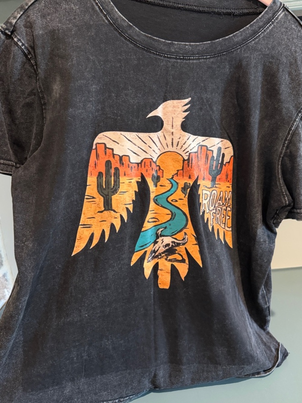 Black Vintage-Style Graphic Tee with Desert Eagle Design